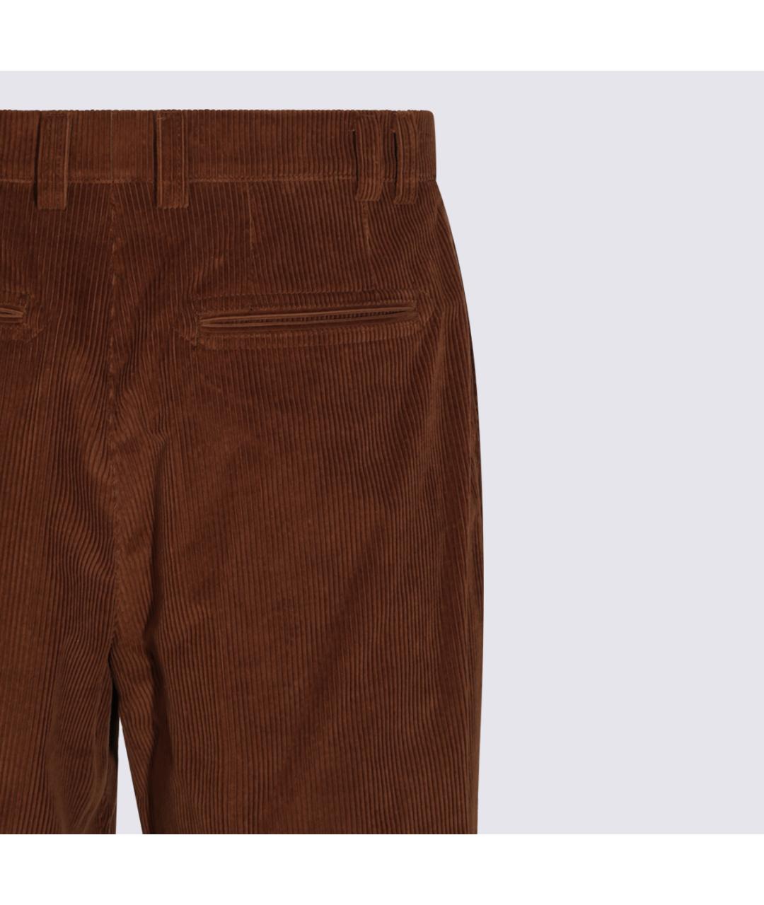 CANALI Коричневые хлопковые повседневные брюки, фото 4