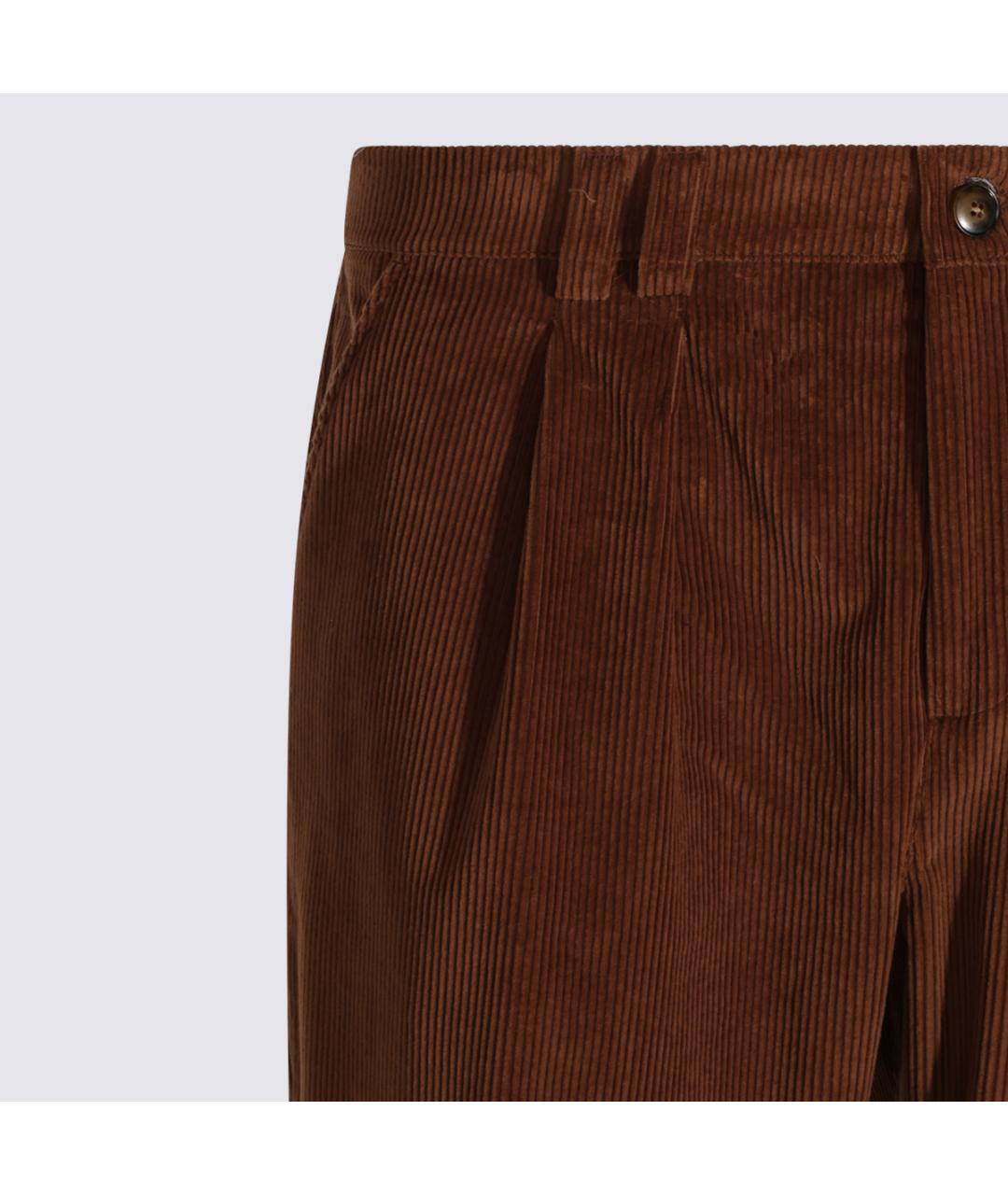 CANALI Коричневые хлопковые повседневные брюки, фото 3