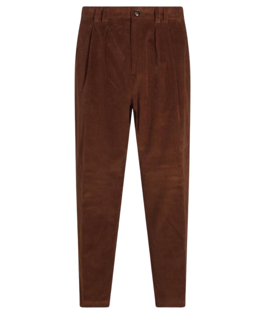 CANALI Коричневые хлопковые повседневные брюки, фото 1