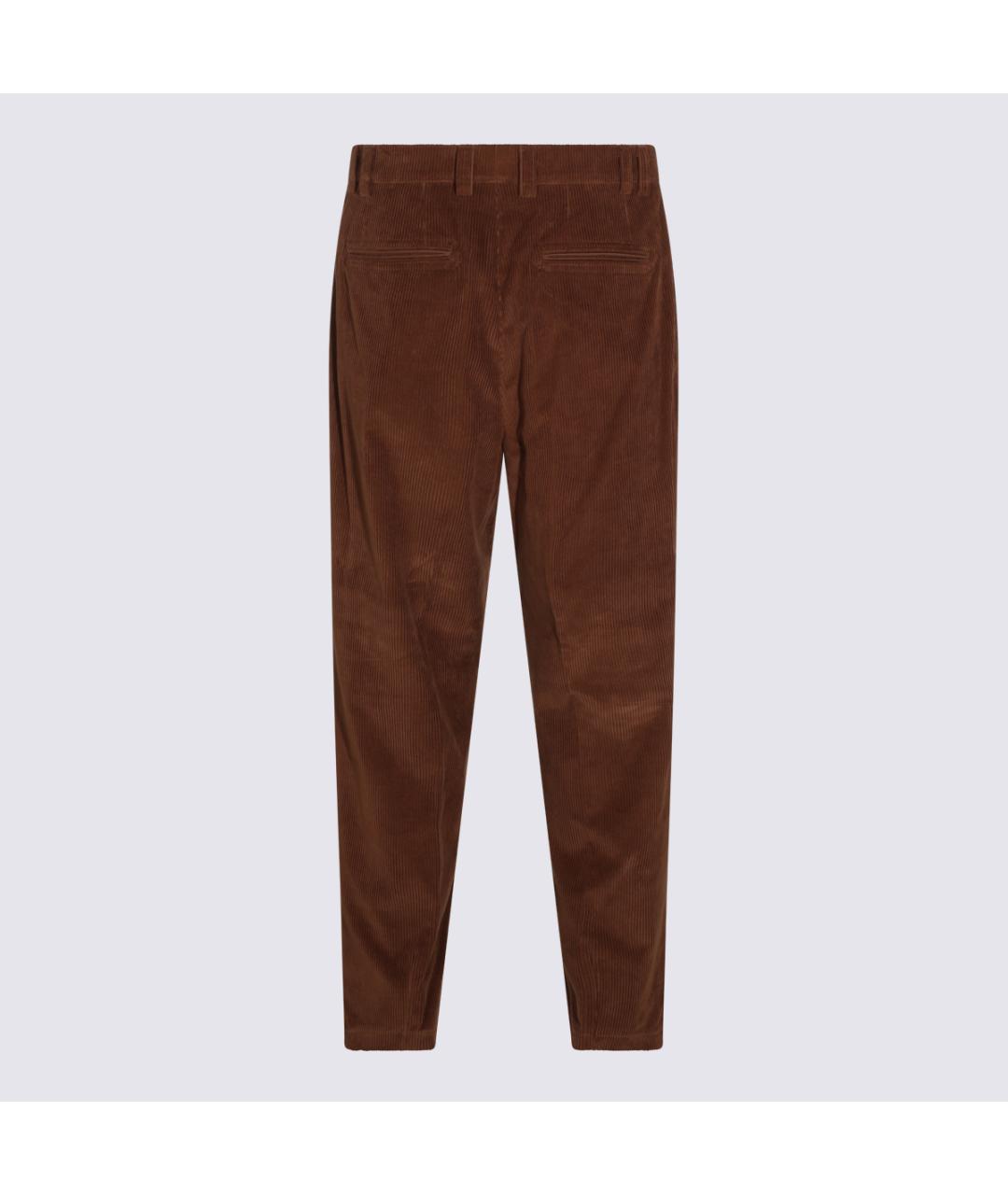 CANALI Коричневые хлопковые повседневные брюки, фото 2