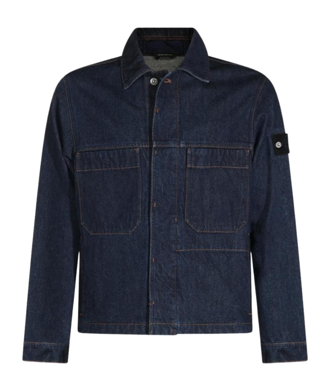 STONE ISLAND Темно-синяя хлопковая куртка, фото 1