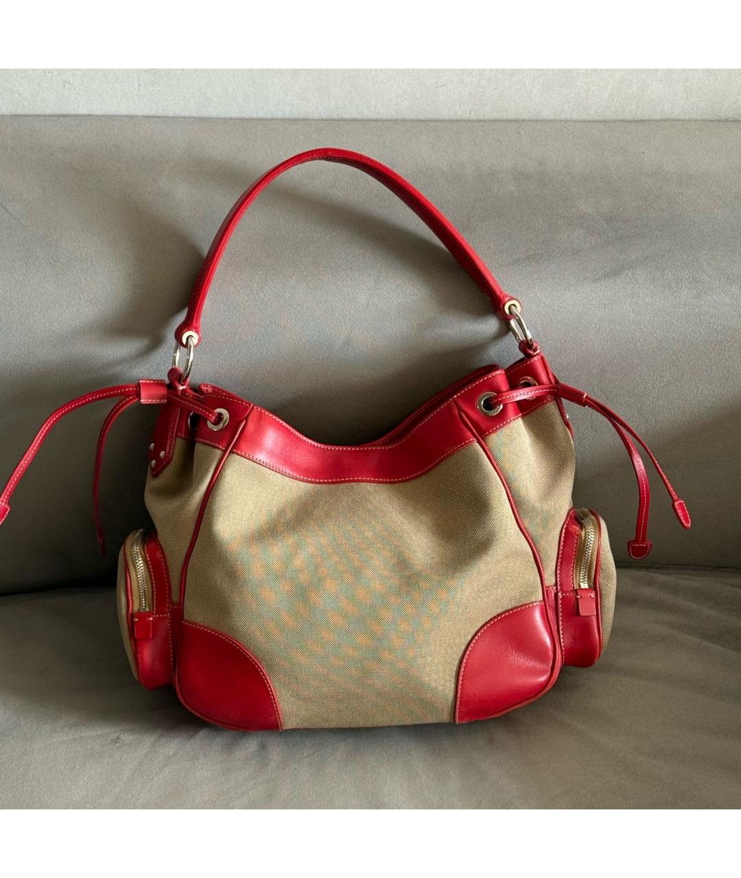 PRADA Красная сумка с короткими ручками из канвы, фото 3