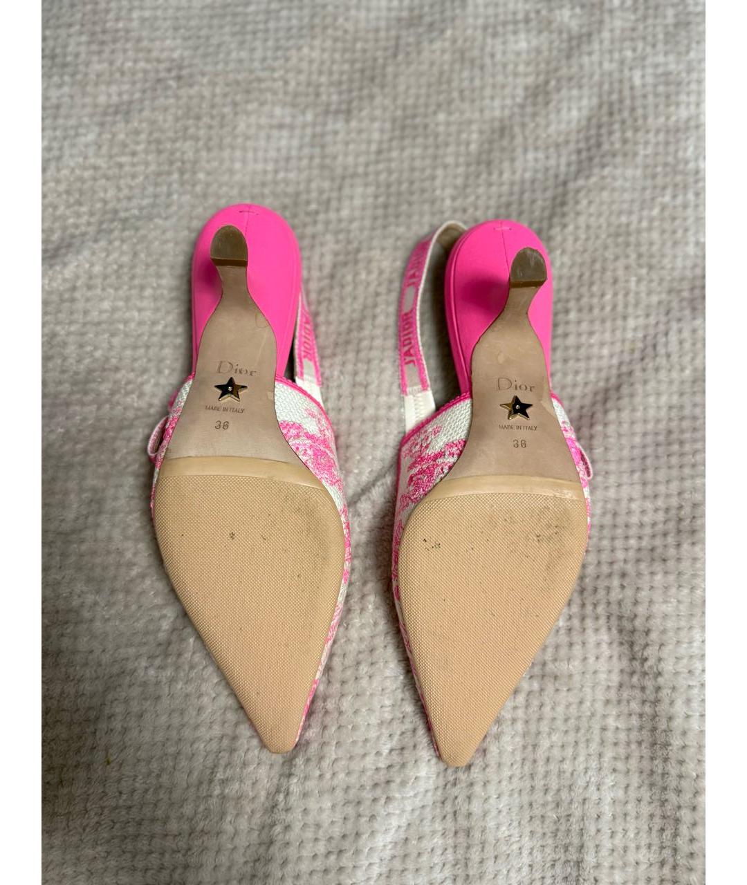 CHRISTIAN DIOR Розовые текстильные босоножки, фото 7