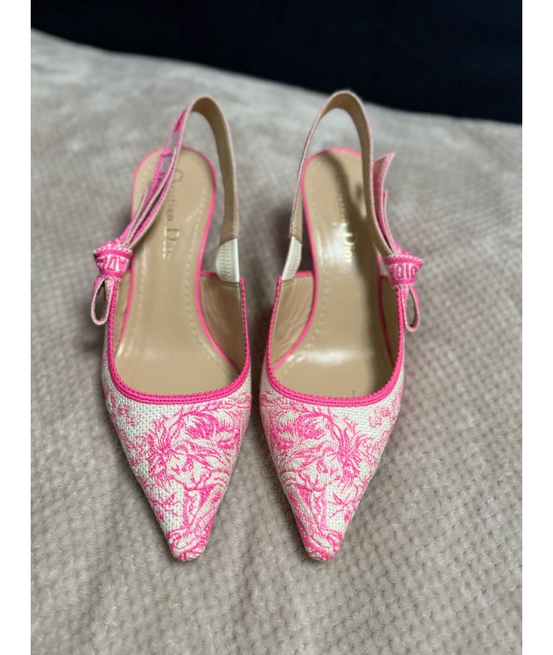CHRISTIAN DIOR Розовые текстильные босоножки, фото 2