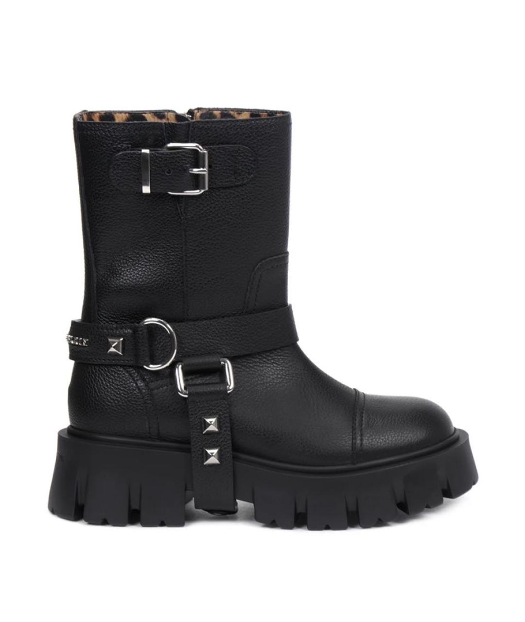 PHILIPP PLEIN Черные кожаные ботинки, фото 8