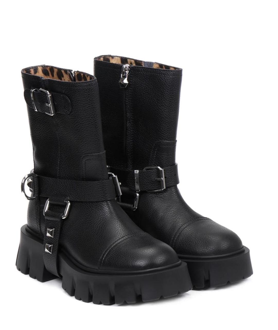 PHILIPP PLEIN Черные кожаные ботинки, фото 2