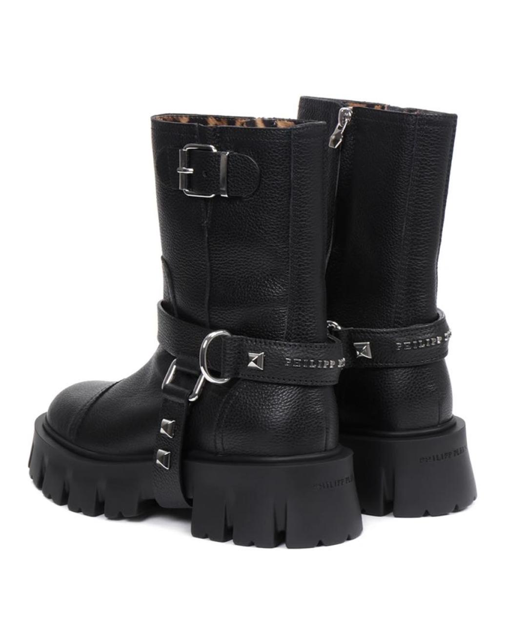 PHILIPP PLEIN Черные кожаные ботинки, фото 4