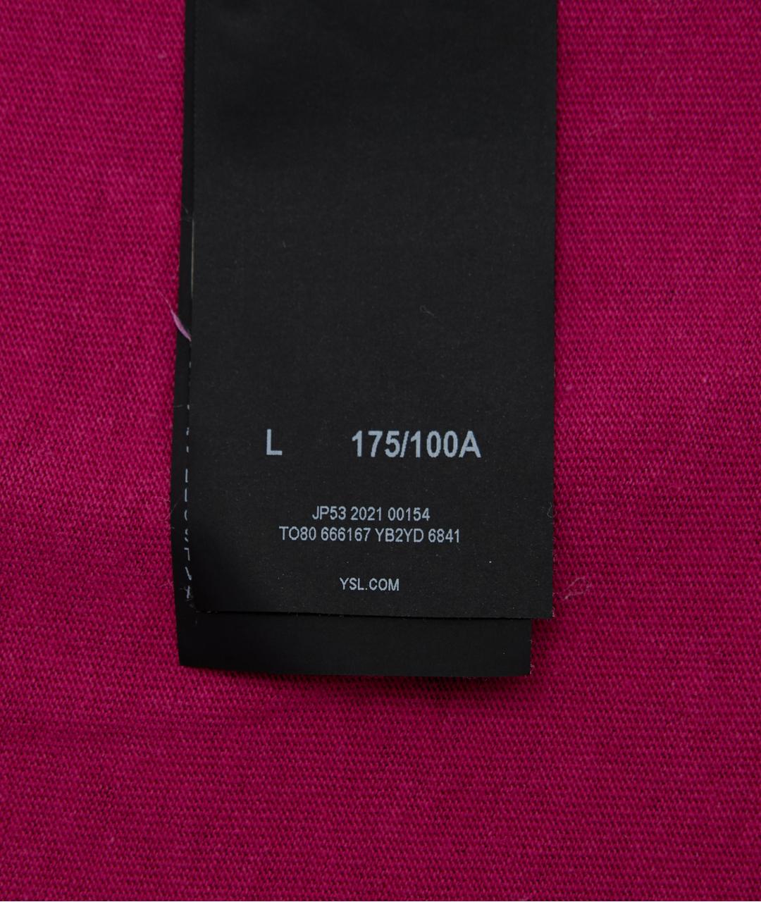 SAINT LAURENT Розовая хлопковая футболка, фото 4