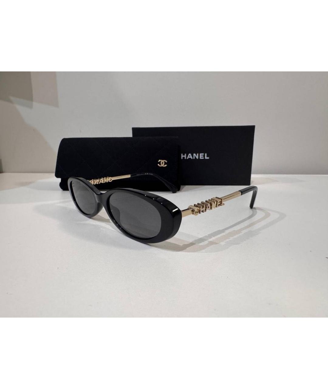CHANEL Черные пластиковые солнцезащитные очки, фото 4