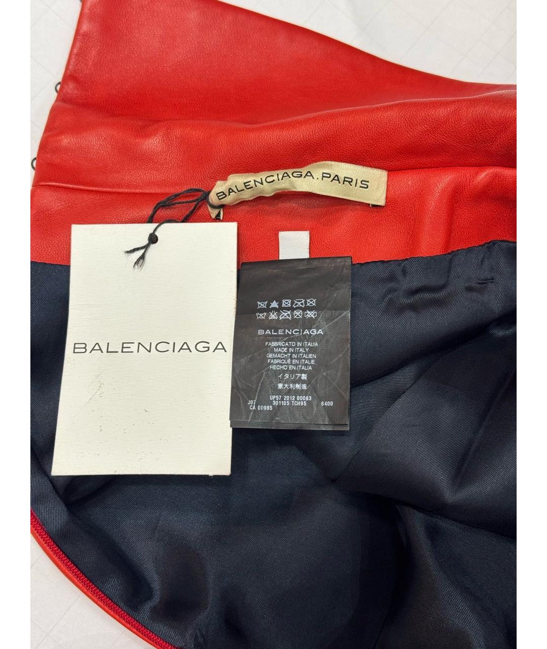 BALENCIAGA Красная кожаная юбка миди, фото 5