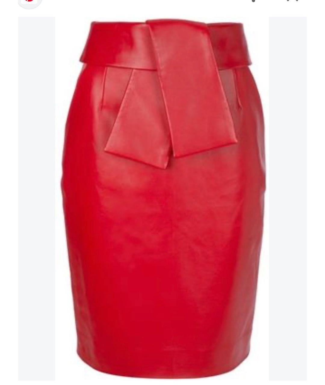 BALENCIAGA Красная кожаная юбка миди, фото 9