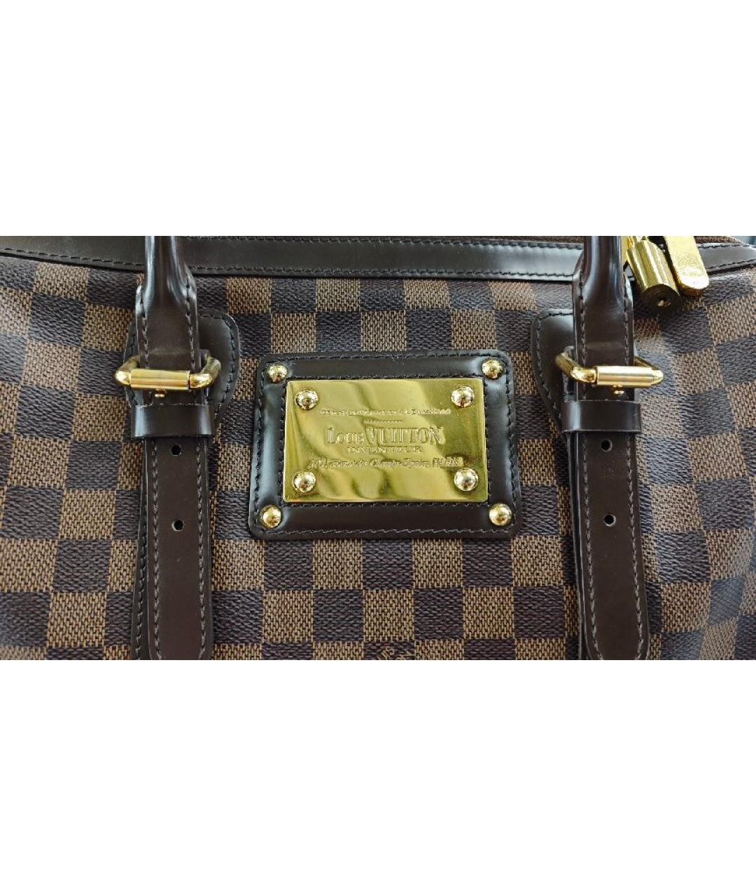 LOUIS VUITTON Коричневая кожаная сумка с короткими ручками, фото 6
