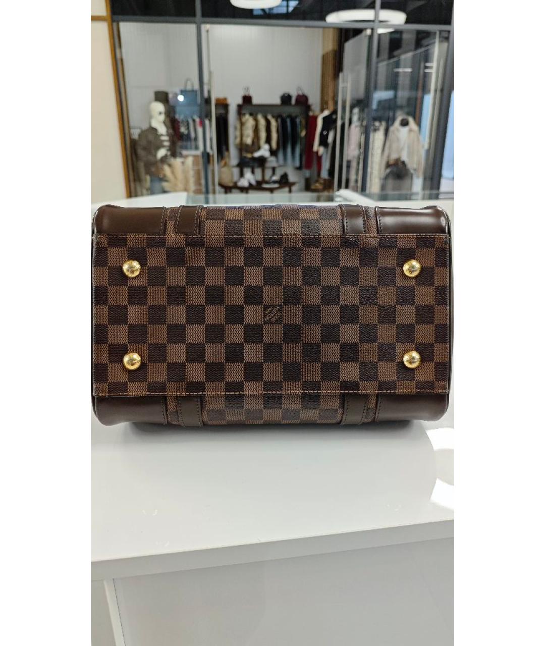 LOUIS VUITTON Коричневая кожаная сумка с короткими ручками, фото 7