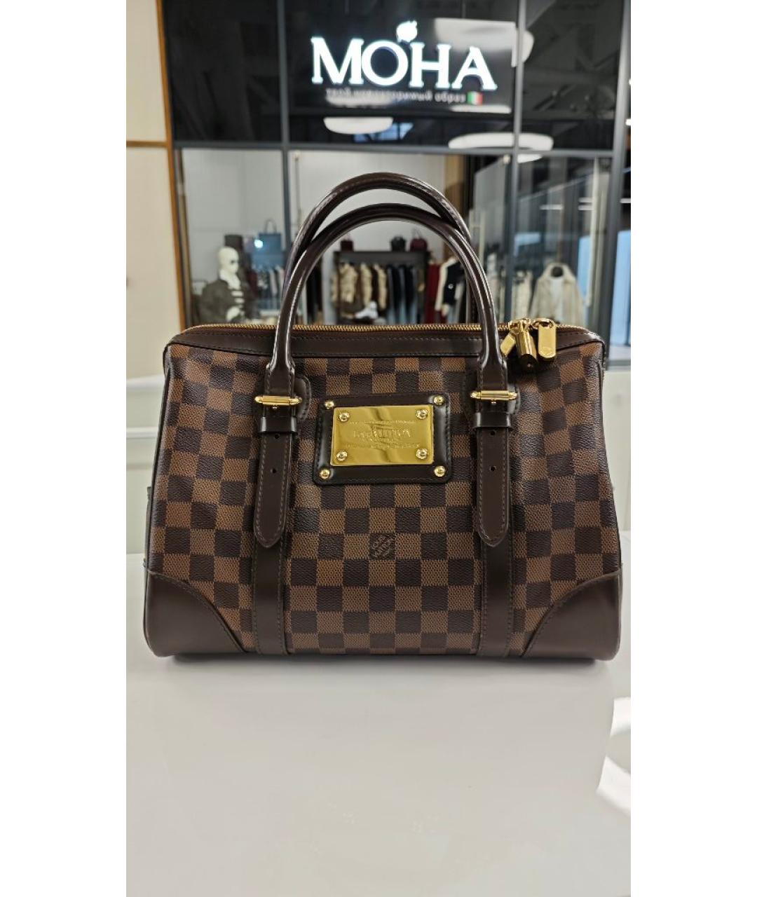 LOUIS VUITTON Коричневая кожаная сумка с короткими ручками, фото 10