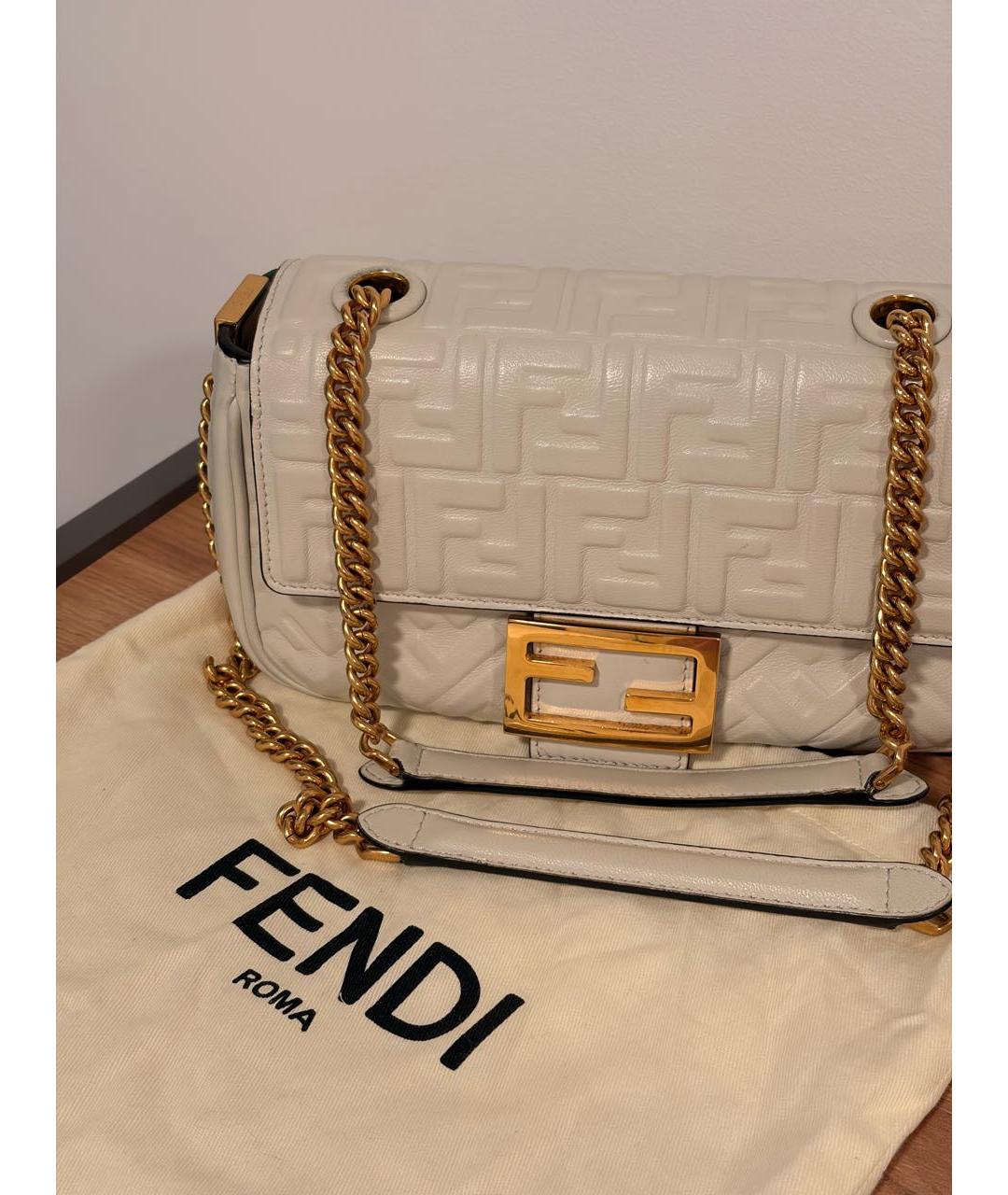 FENDI Белая кожаная сумка через плечо, фото 5