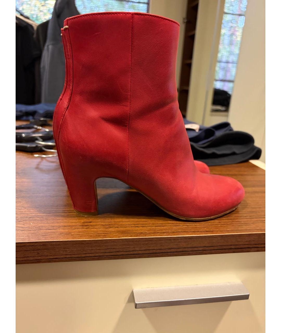 MAISON MARGIELA Красные кожаные ботинки, фото 9