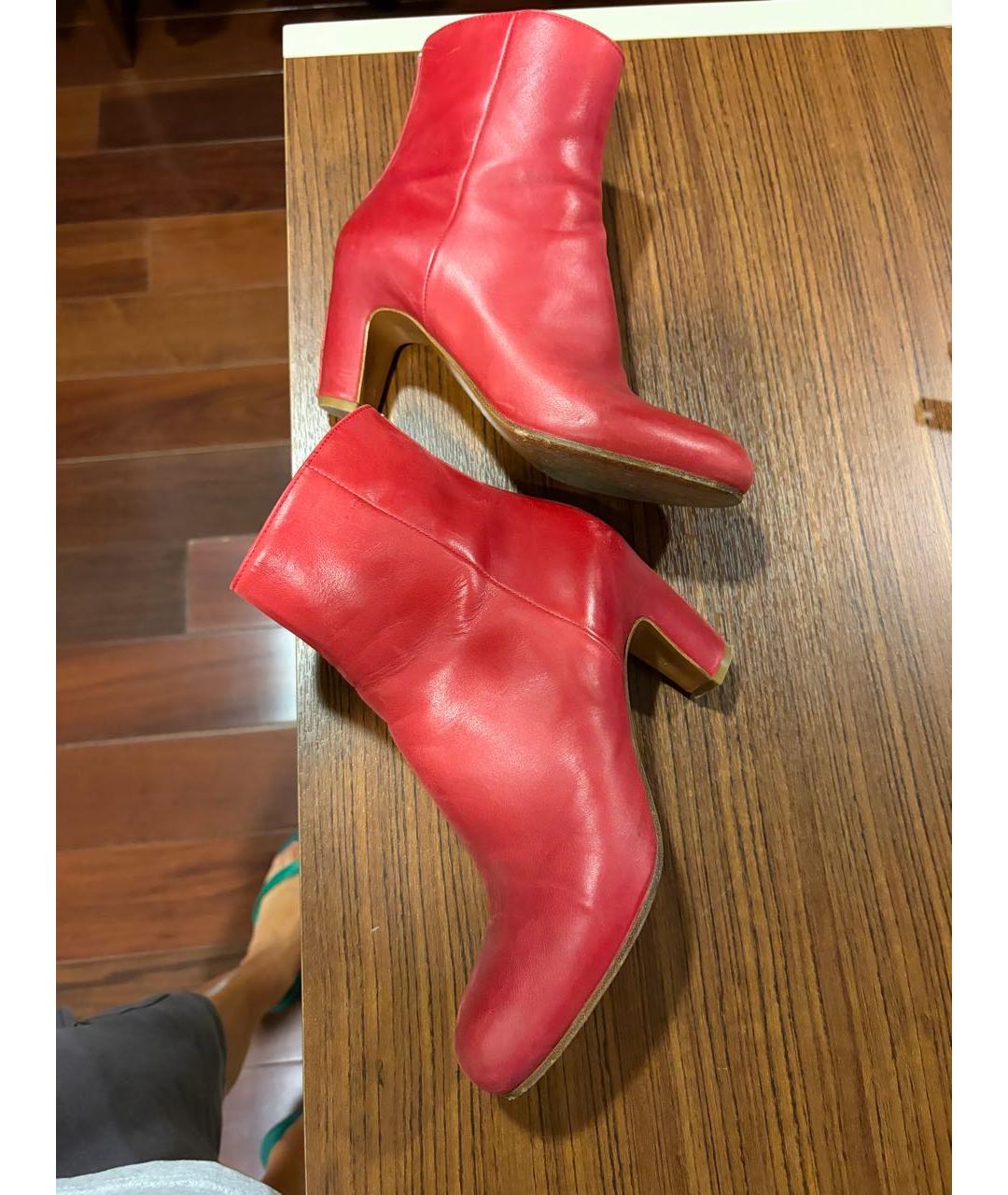 MAISON MARGIELA Красные кожаные ботинки, фото 5
