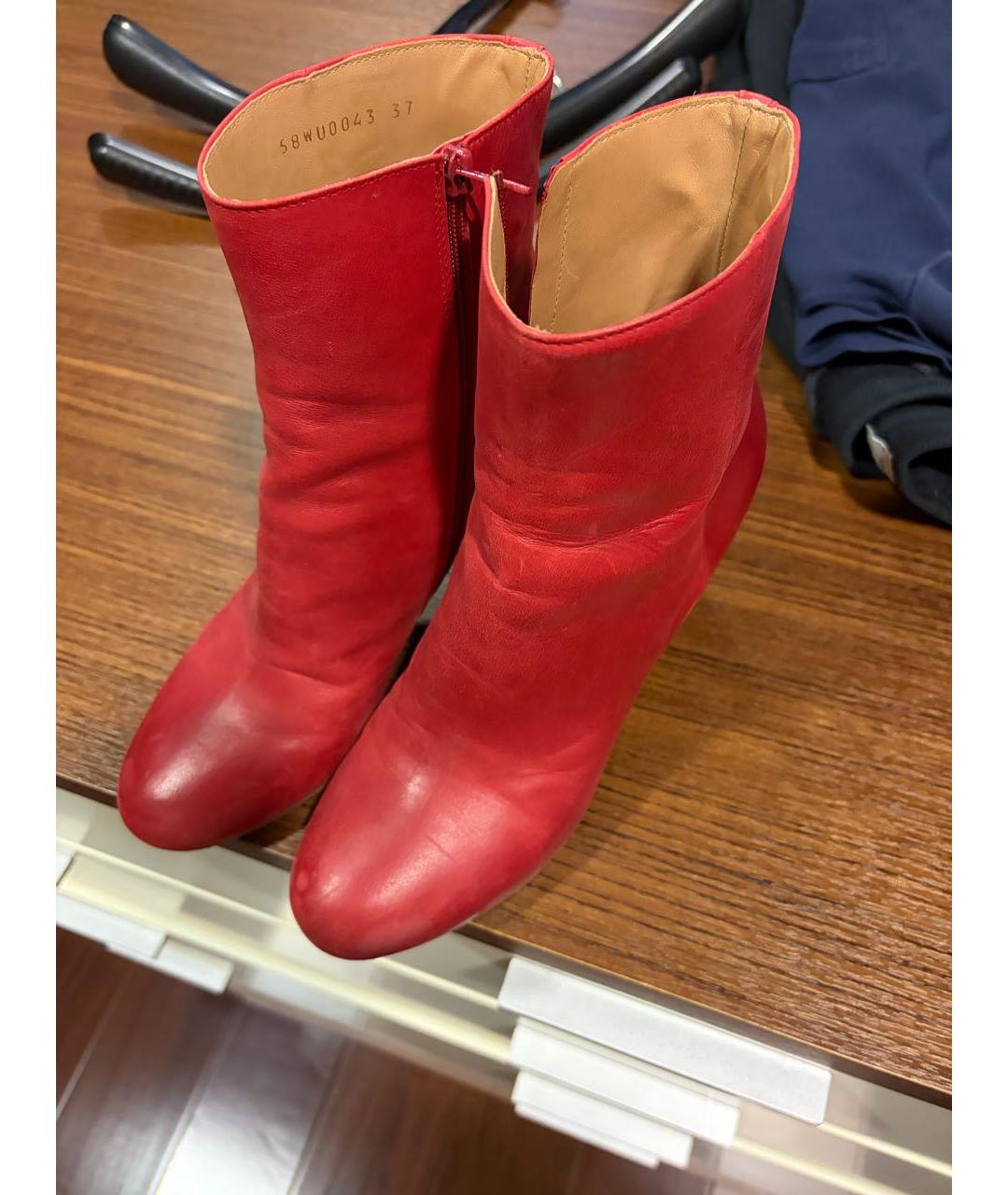 MAISON MARGIELA Красные кожаные ботинки, фото 6