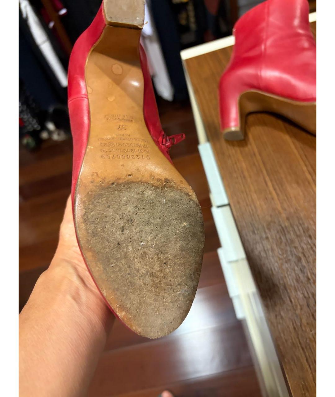 MAISON MARGIELA Красные кожаные ботинки, фото 7