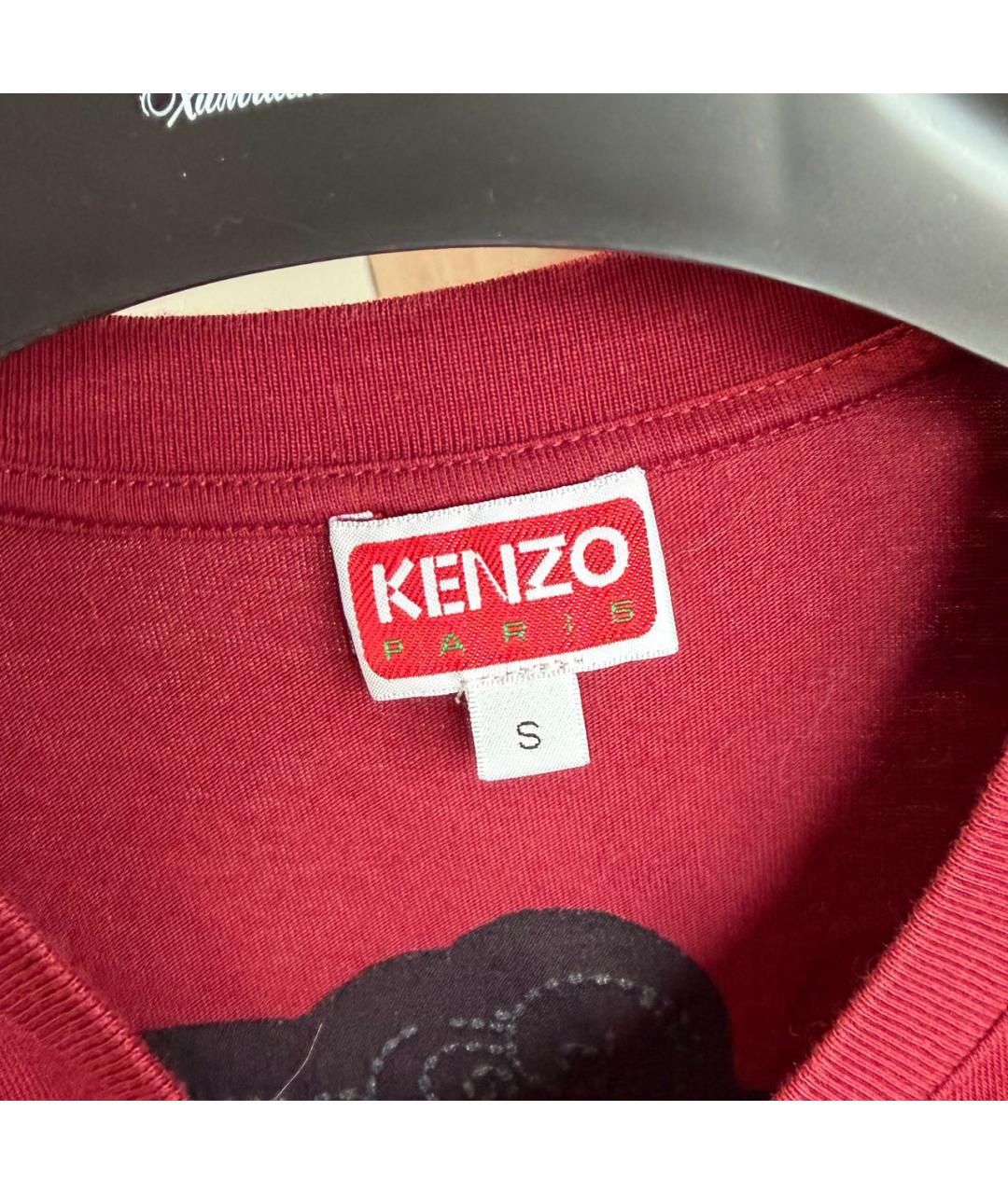 KENZO Бордовая хлопковая футболка, фото 3