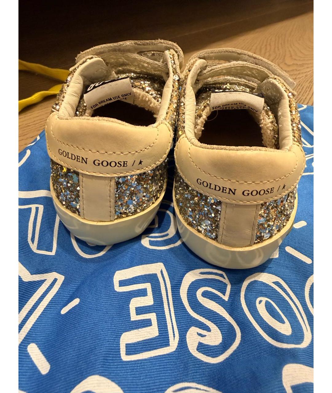 GOLDEN GOOSE Серебряные кожаные кеды, фото 5