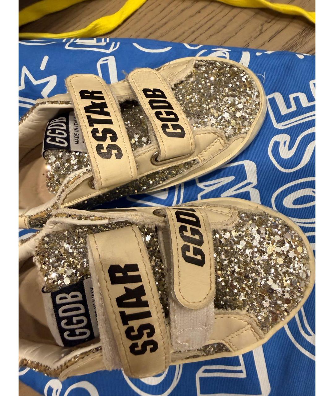 GOLDEN GOOSE Серебряные кожаные кеды, фото 6