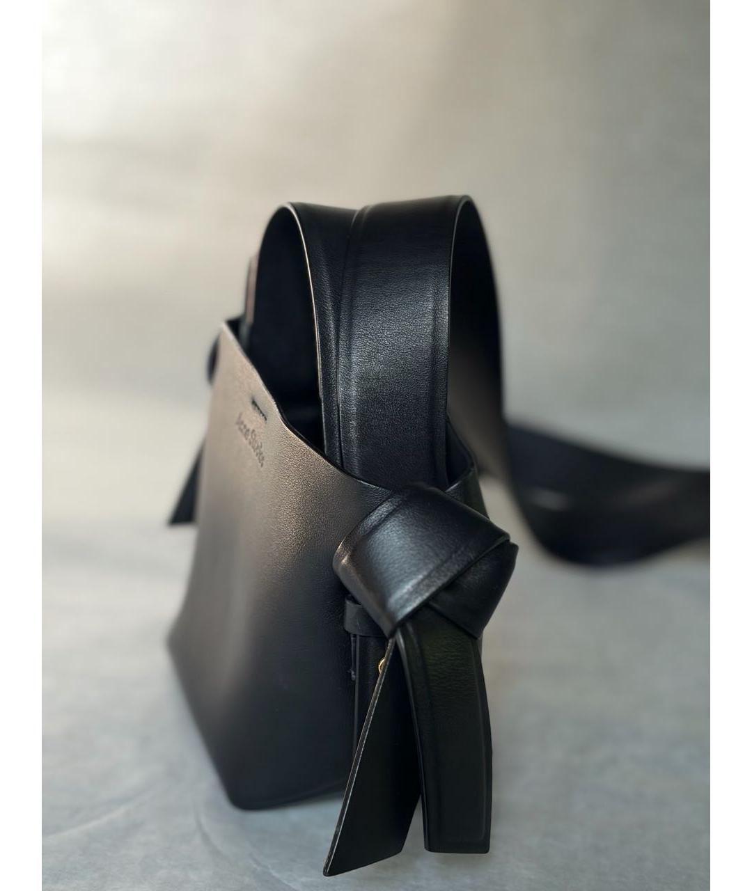ACNE STUDIOS Черная кожаная сумка через плечо, фото 2