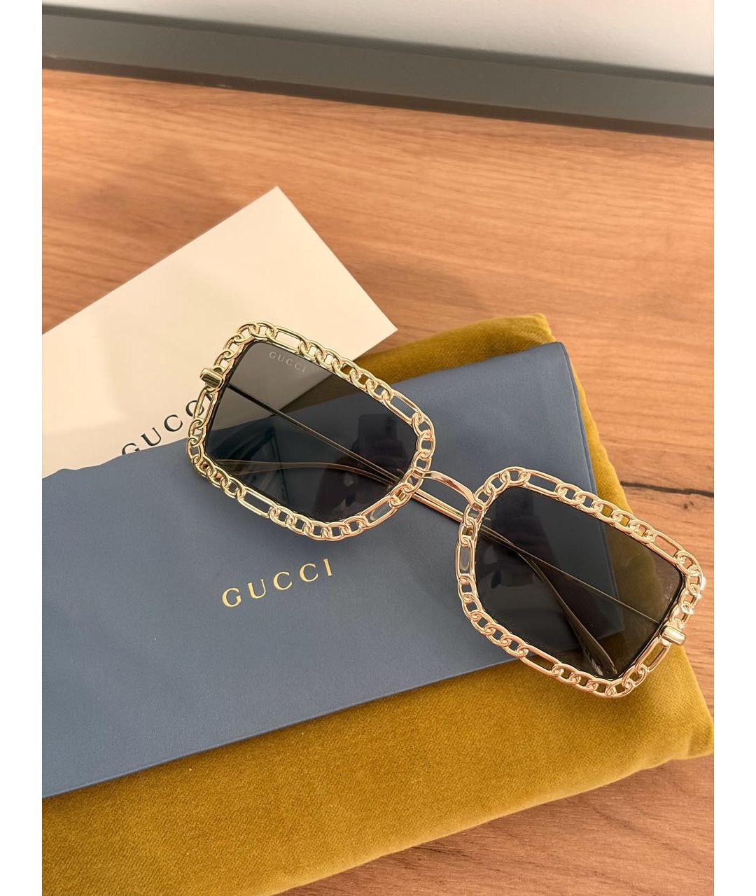 GUCCI Черные металлические солнцезащитные очки, фото 4