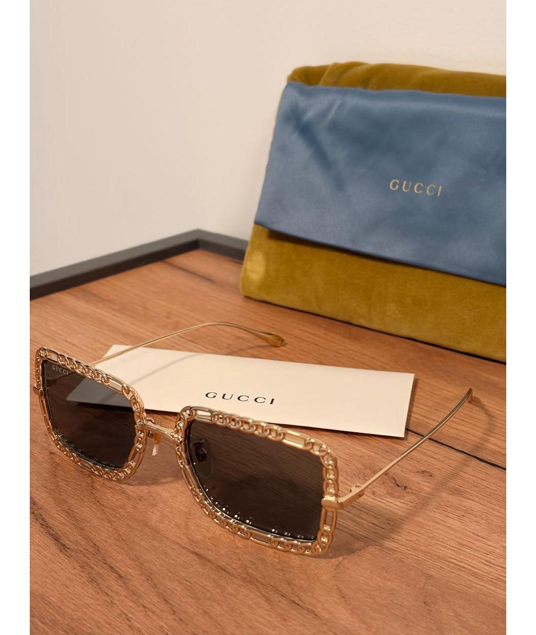 GUCCI Черные металлические солнцезащитные очки, фото 2