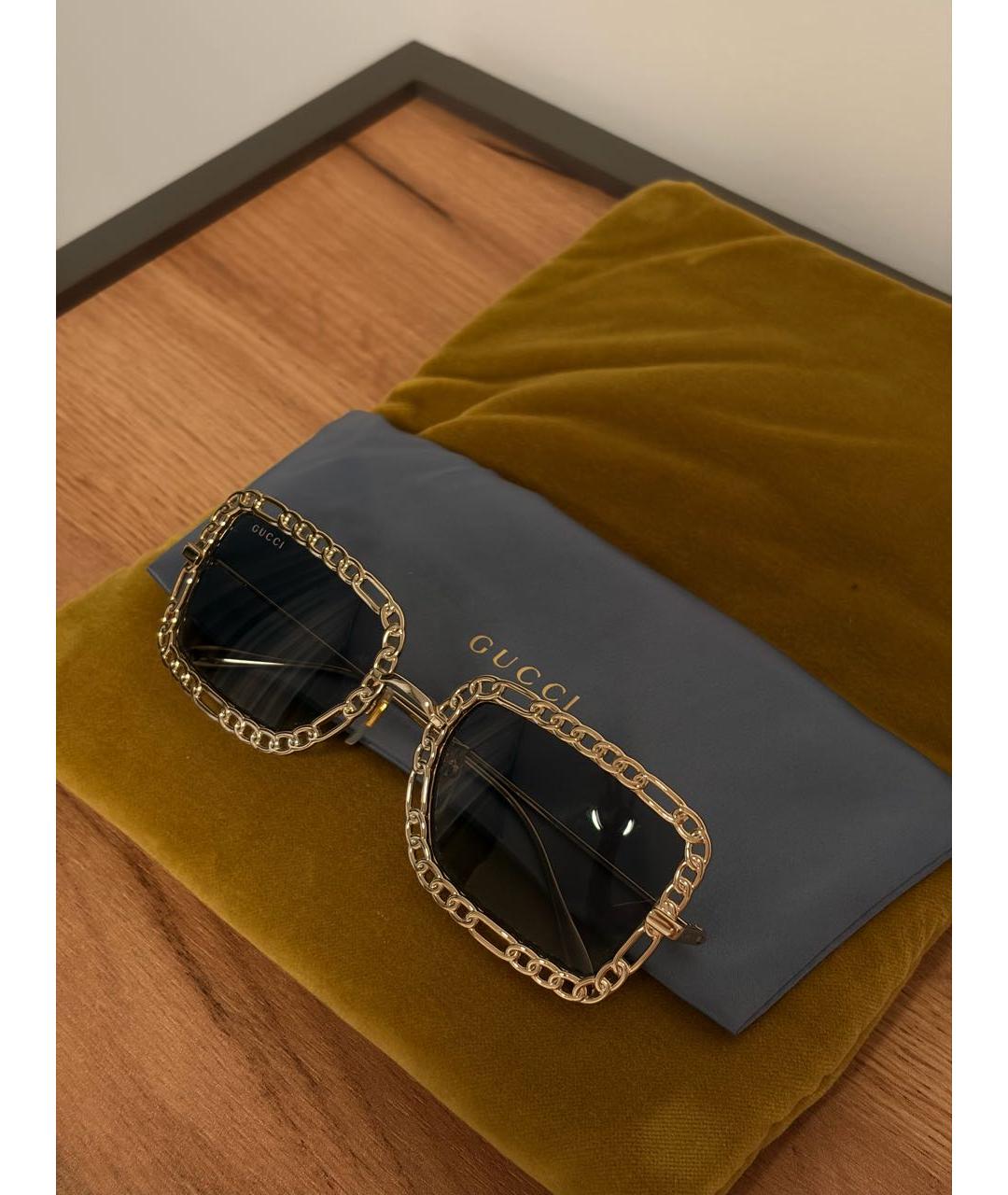 GUCCI Черные металлические солнцезащитные очки, фото 3