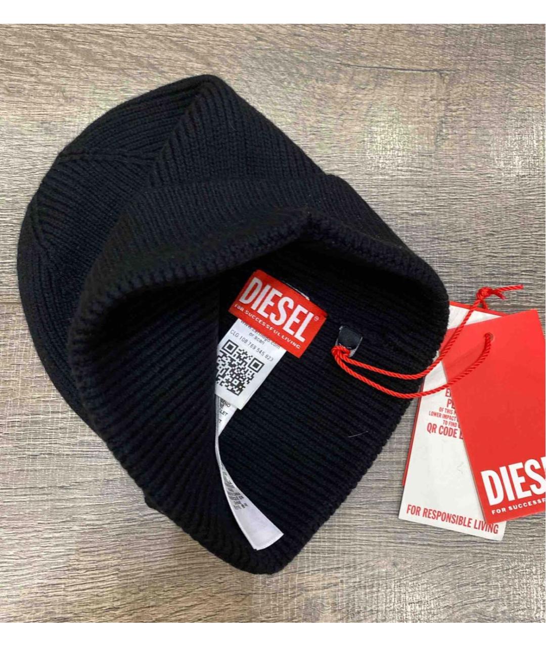 DIESEL Черная шерстяная шапка, фото 4