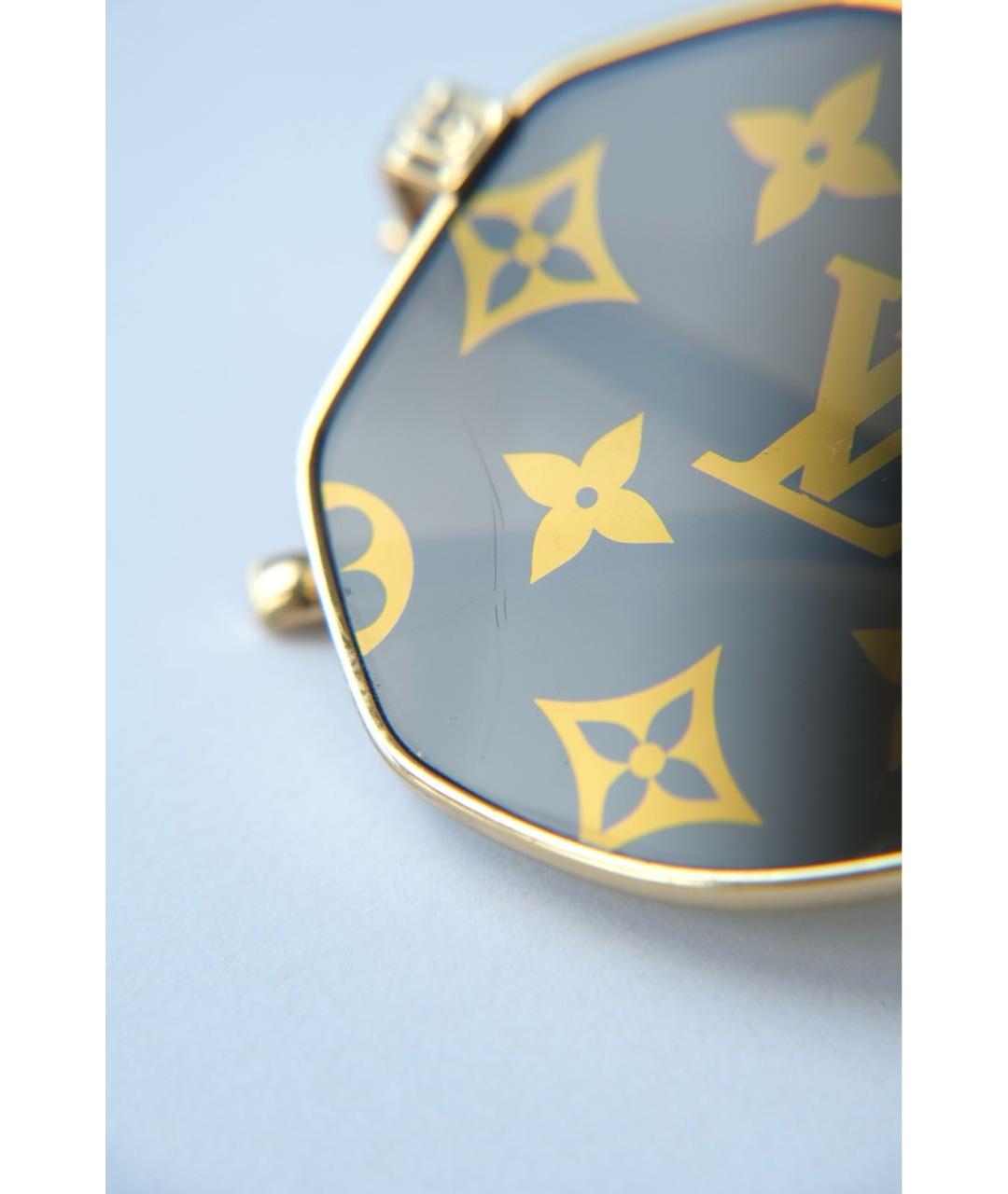 LOUIS VUITTON Золотые металлические солнцезащитные очки, фото 6
