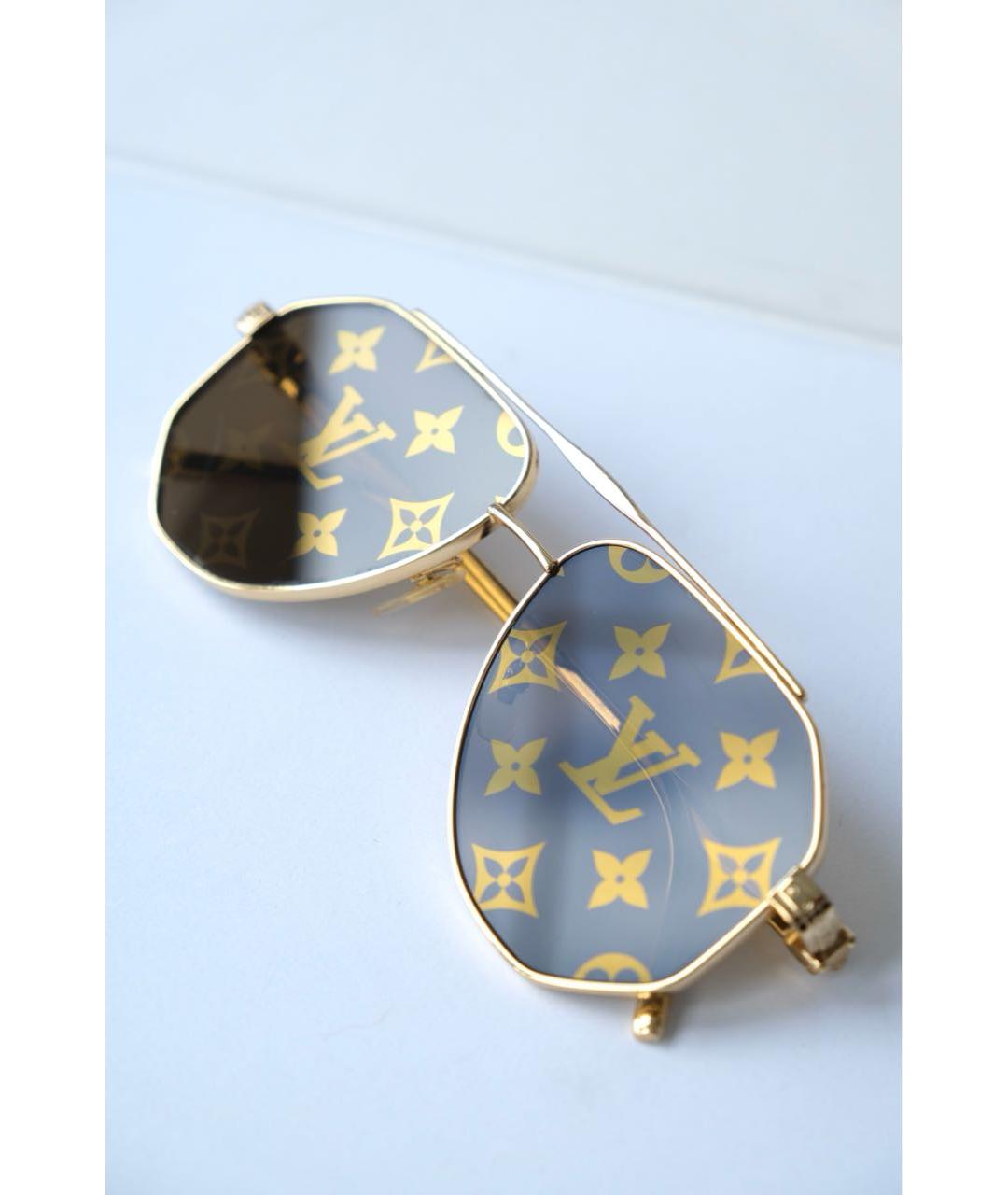 LOUIS VUITTON Золотые металлические солнцезащитные очки, фото 5