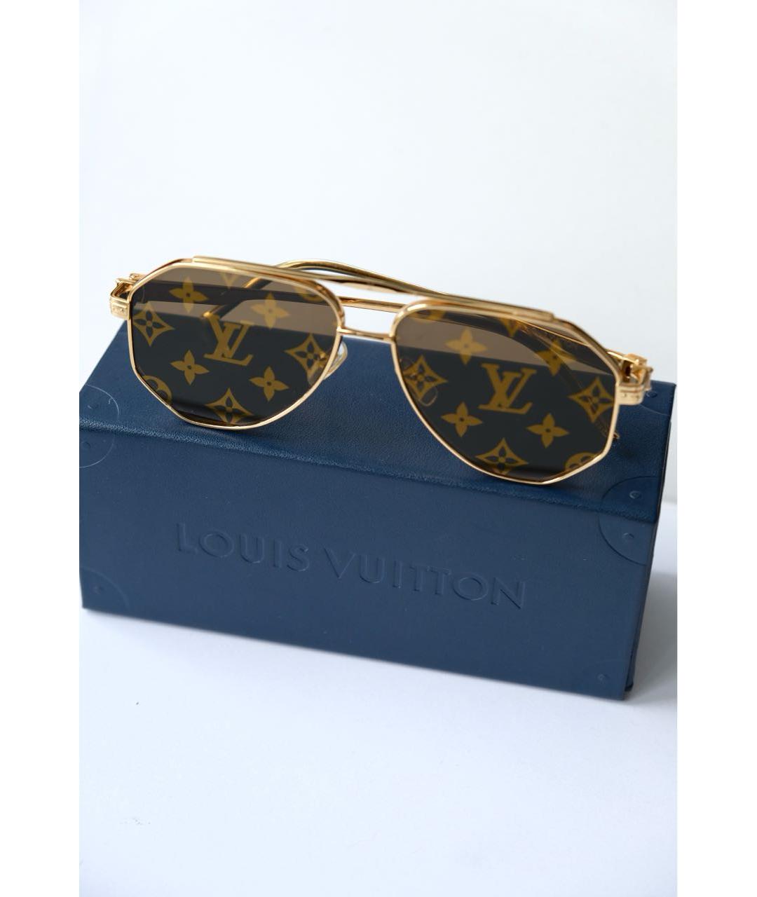 LOUIS VUITTON Золотые металлические солнцезащитные очки, фото 4