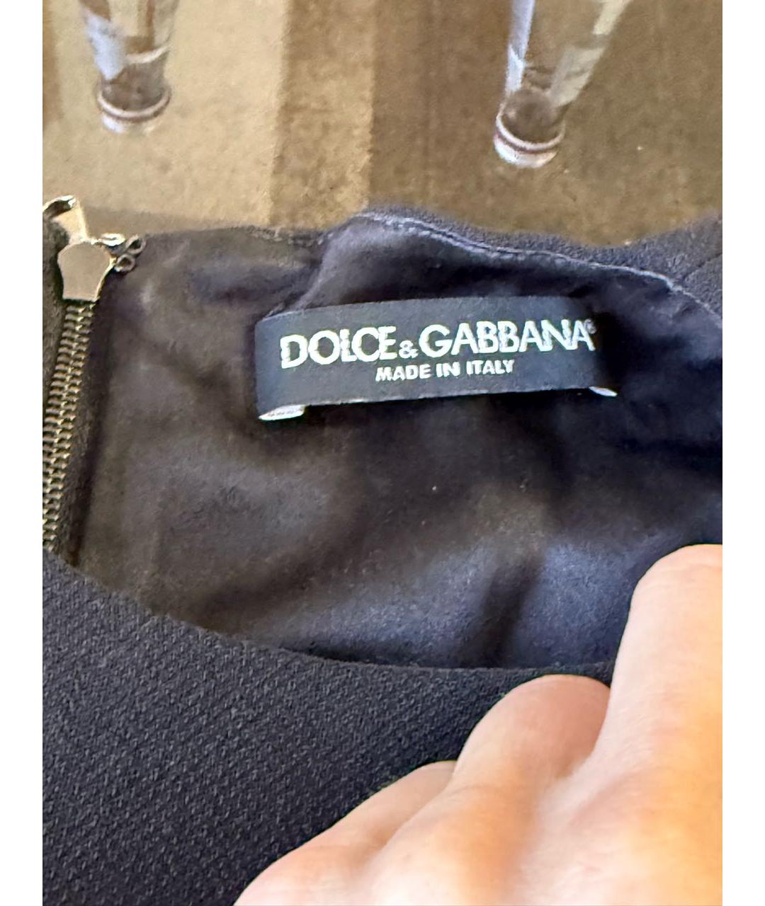 DOLCE&GABBANA Черное хлопковое повседневное платье, фото 4