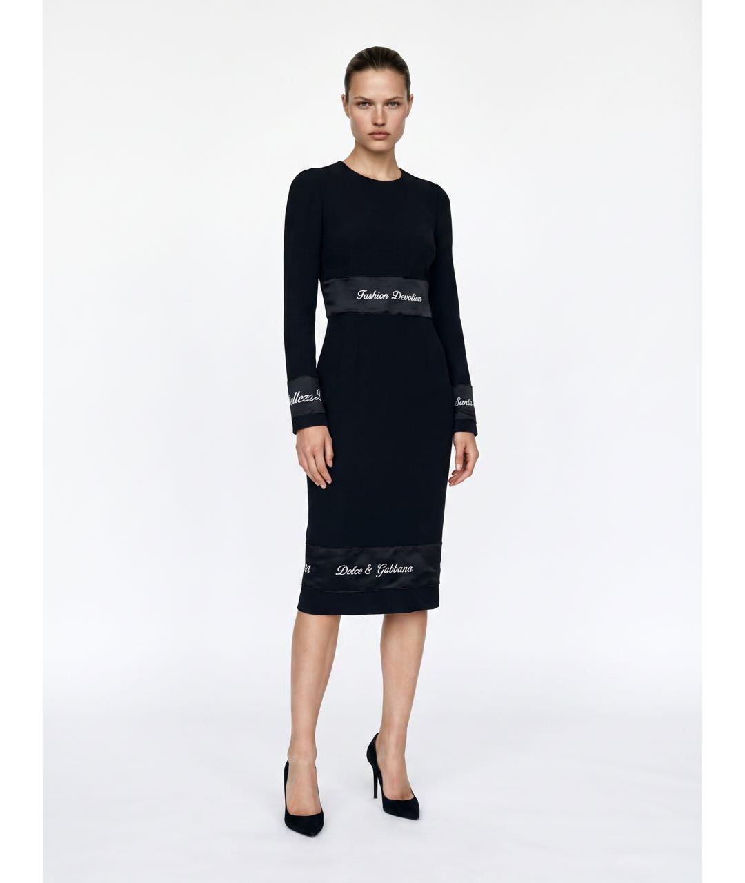 DOLCE&GABBANA Черное хлопковое повседневное платье, фото 2