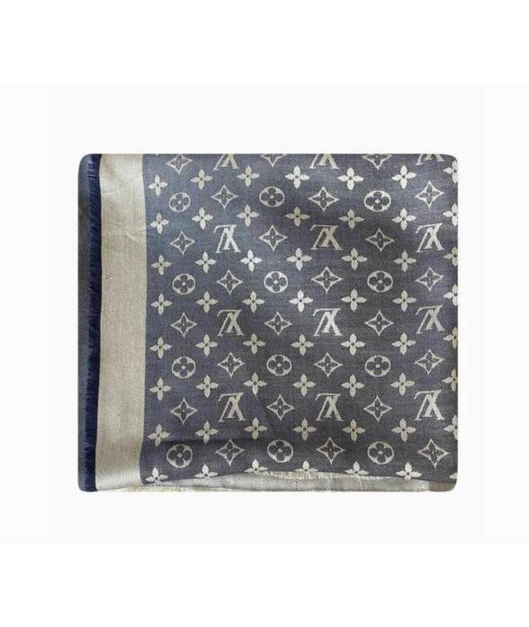 LOUIS VUITTON Синий шелковый платок, фото 5