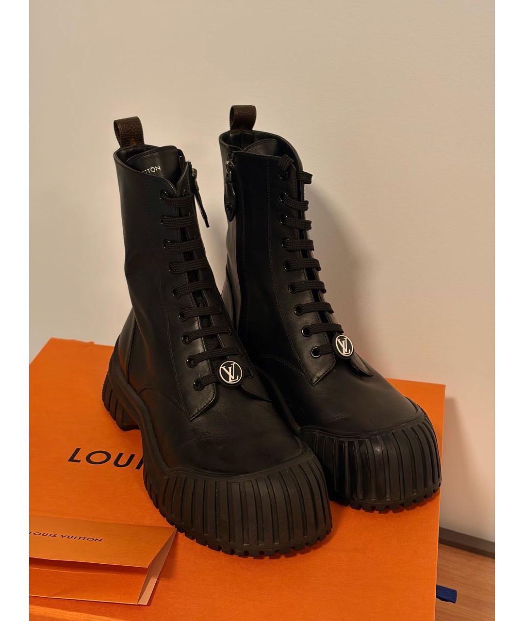 LOUIS VUITTON Черные кожаные ботинки, фото 3