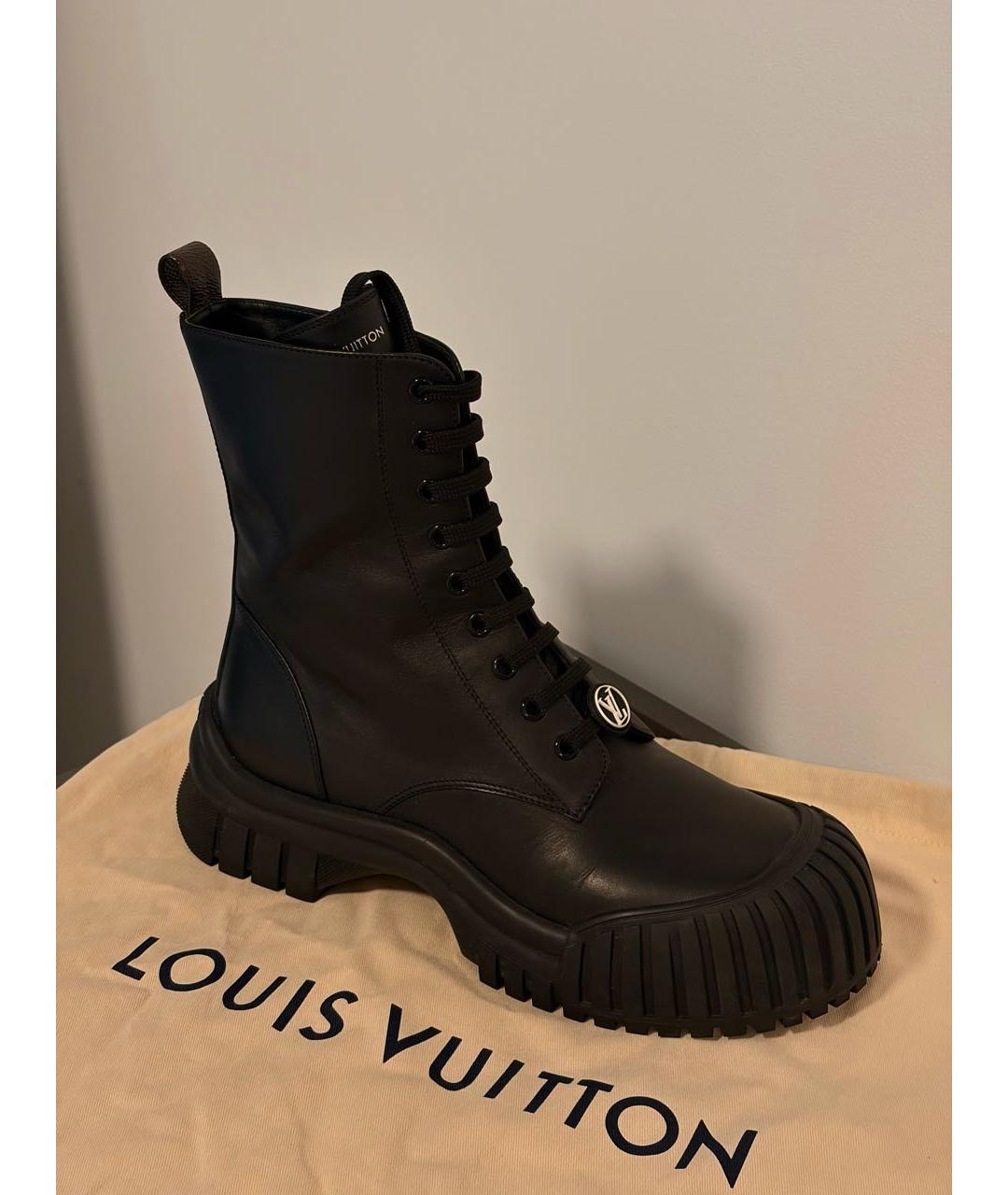 LOUIS VUITTON Черные кожаные ботинки, фото 2