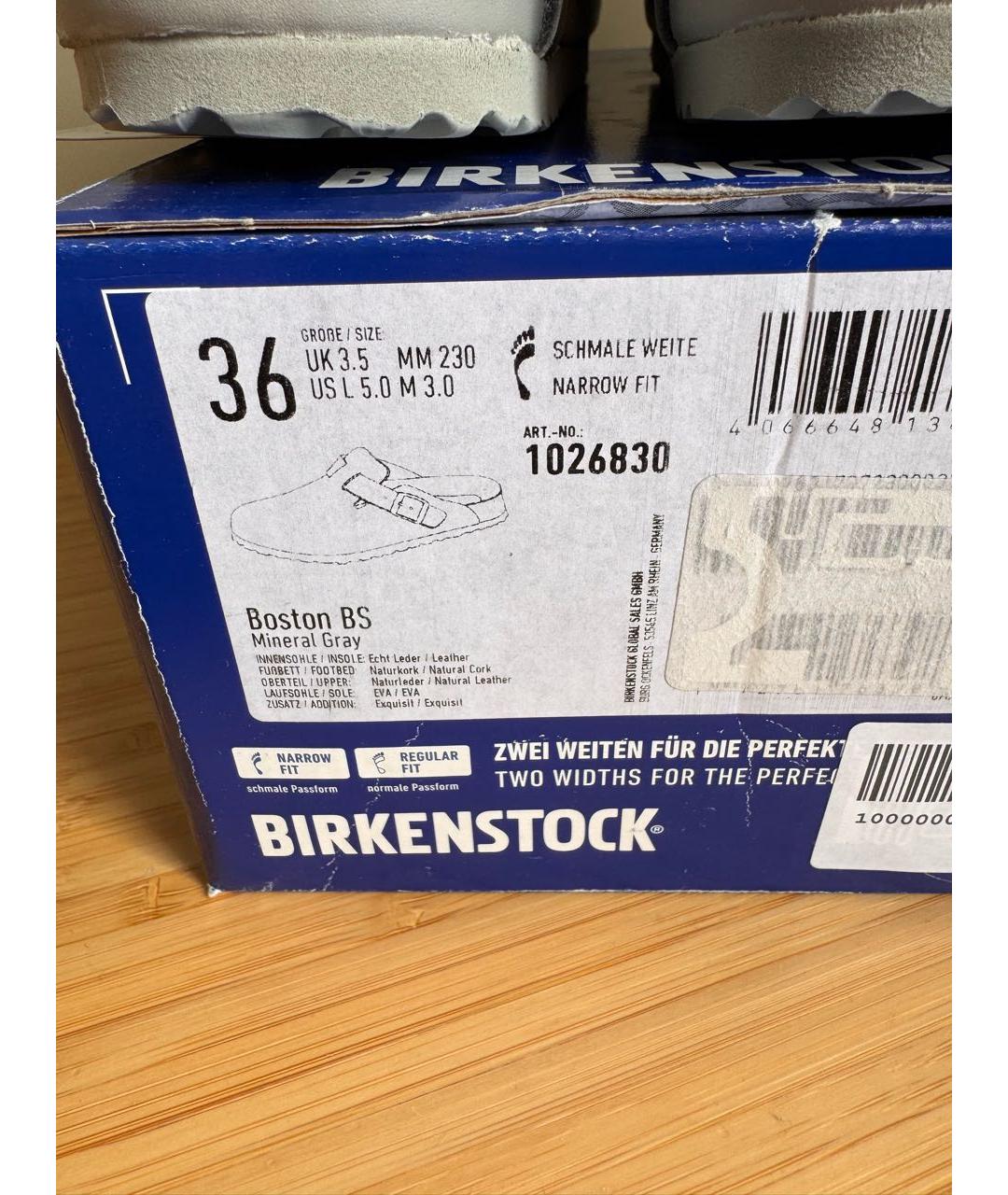 BIRKENSTOCK Серые кожаные сабо, фото 6