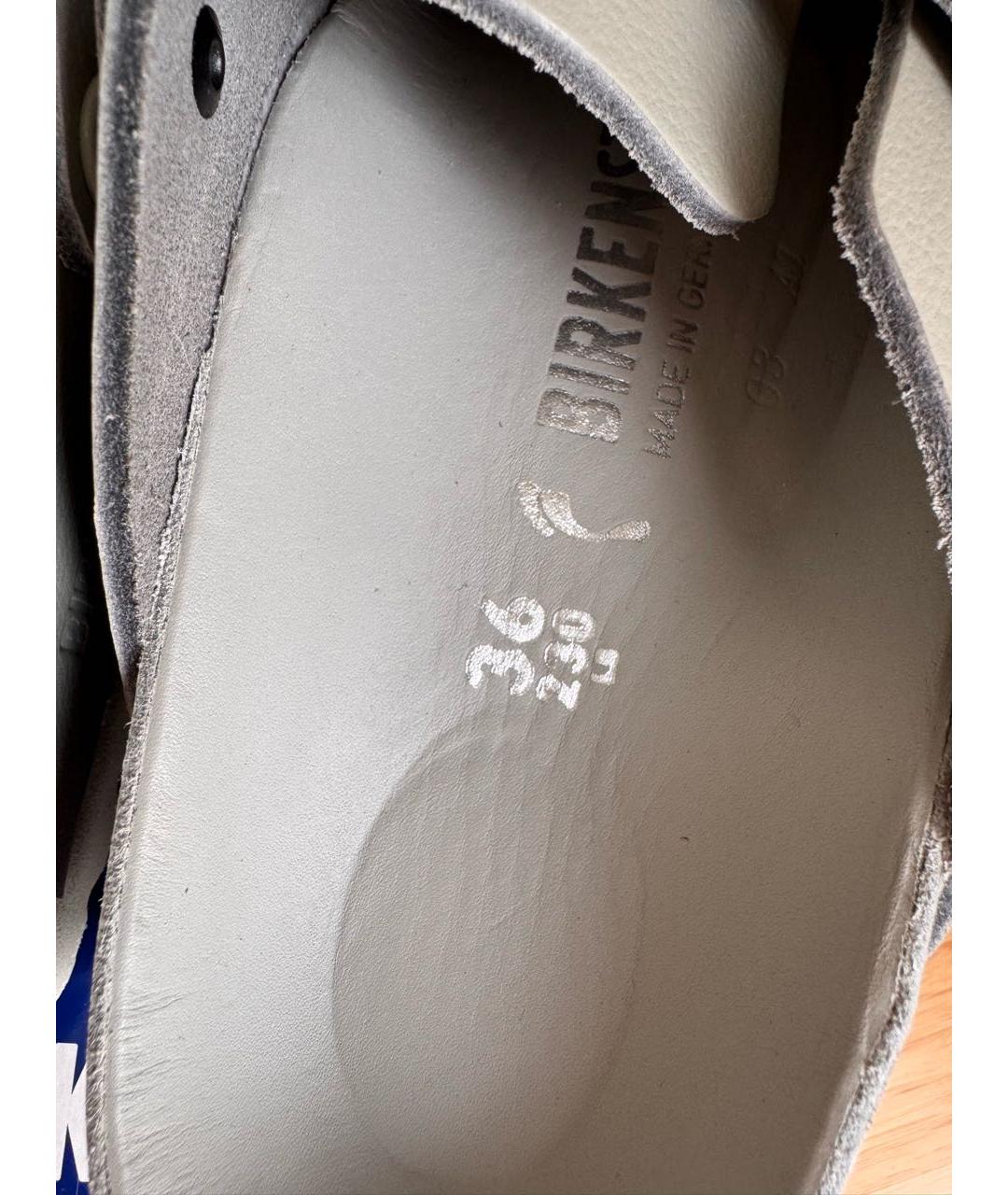 BIRKENSTOCK Серые кожаные сабо, фото 5