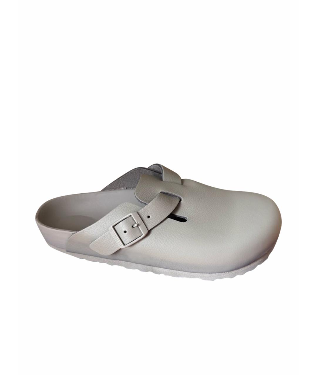 BIRKENSTOCK Серые кожаные сабо, фото 1