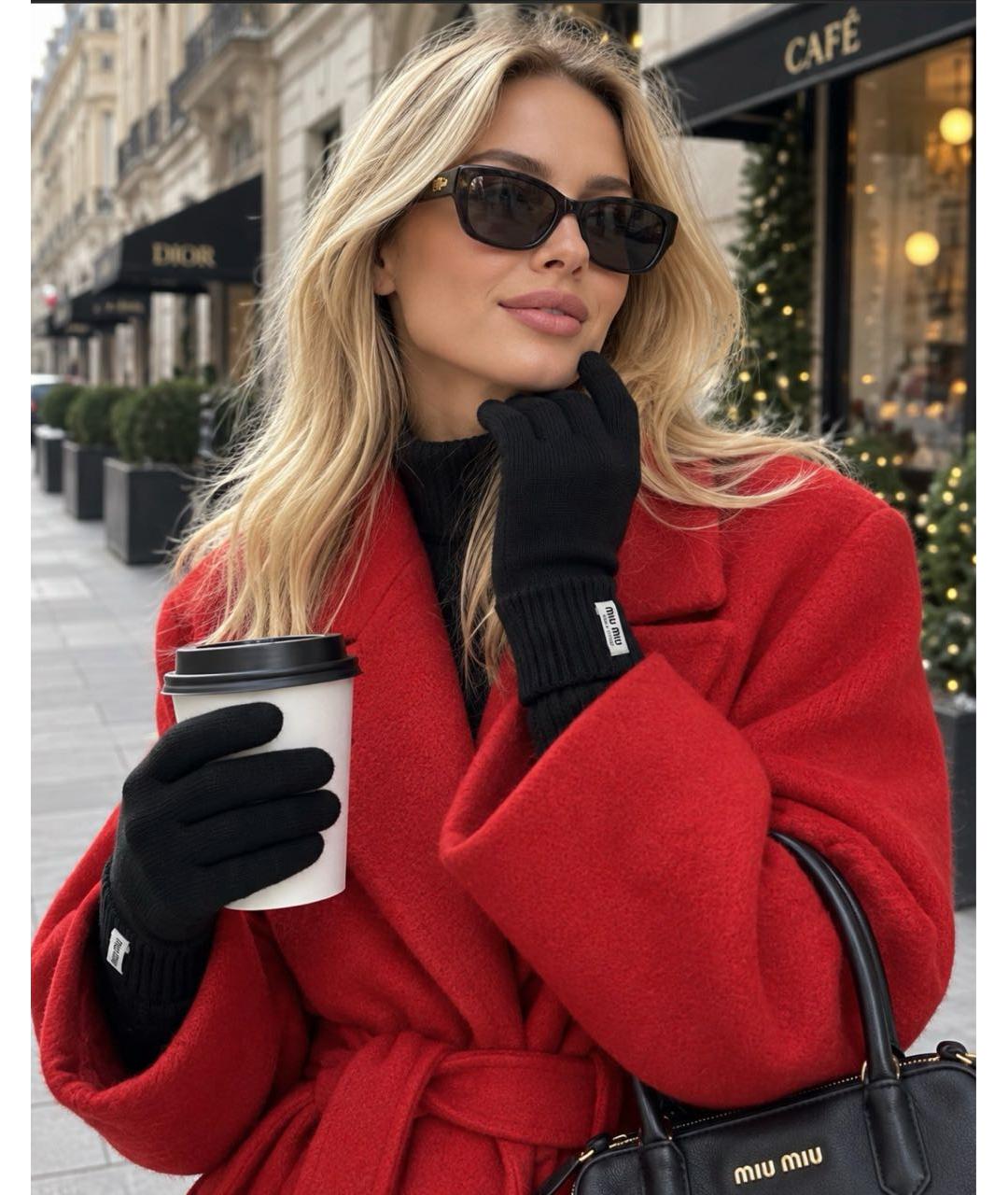 MIU MIU Черные перчатки, фото 2