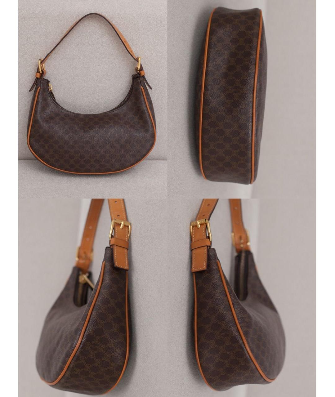 CELINE Коричневая сумка с короткими ручками из канвы, фото 6