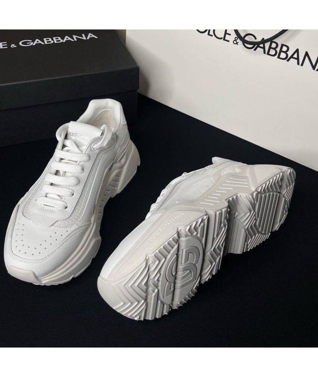 DOLCE&GABBANA Белые кожаные кеды, фото 2