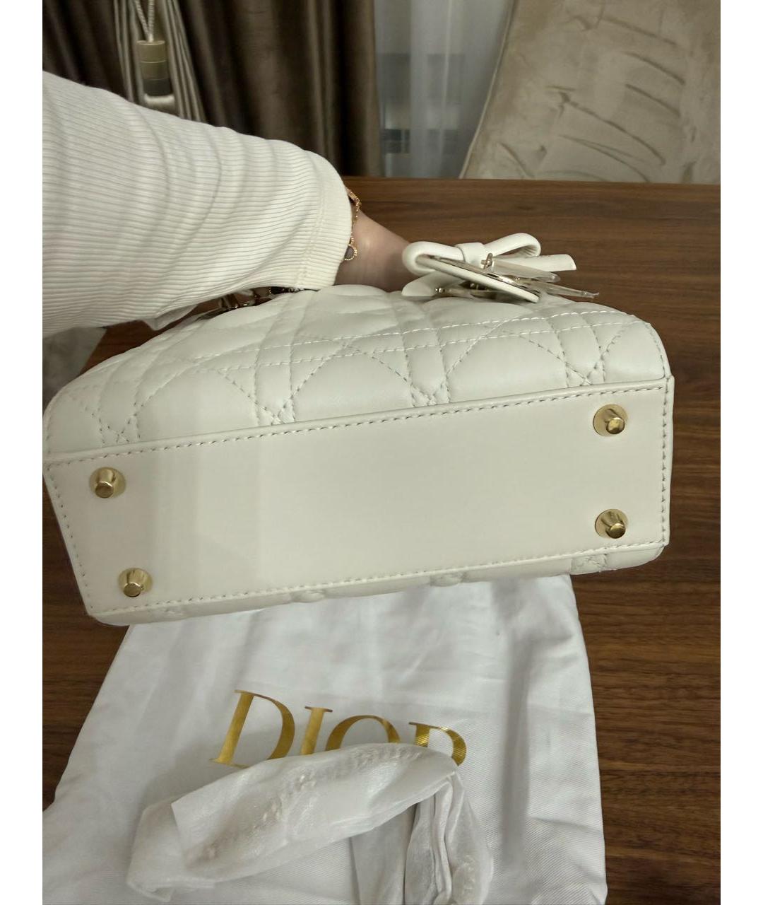 CHRISTIAN DIOR Белая кожаная сумка с короткими ручками, фото 3