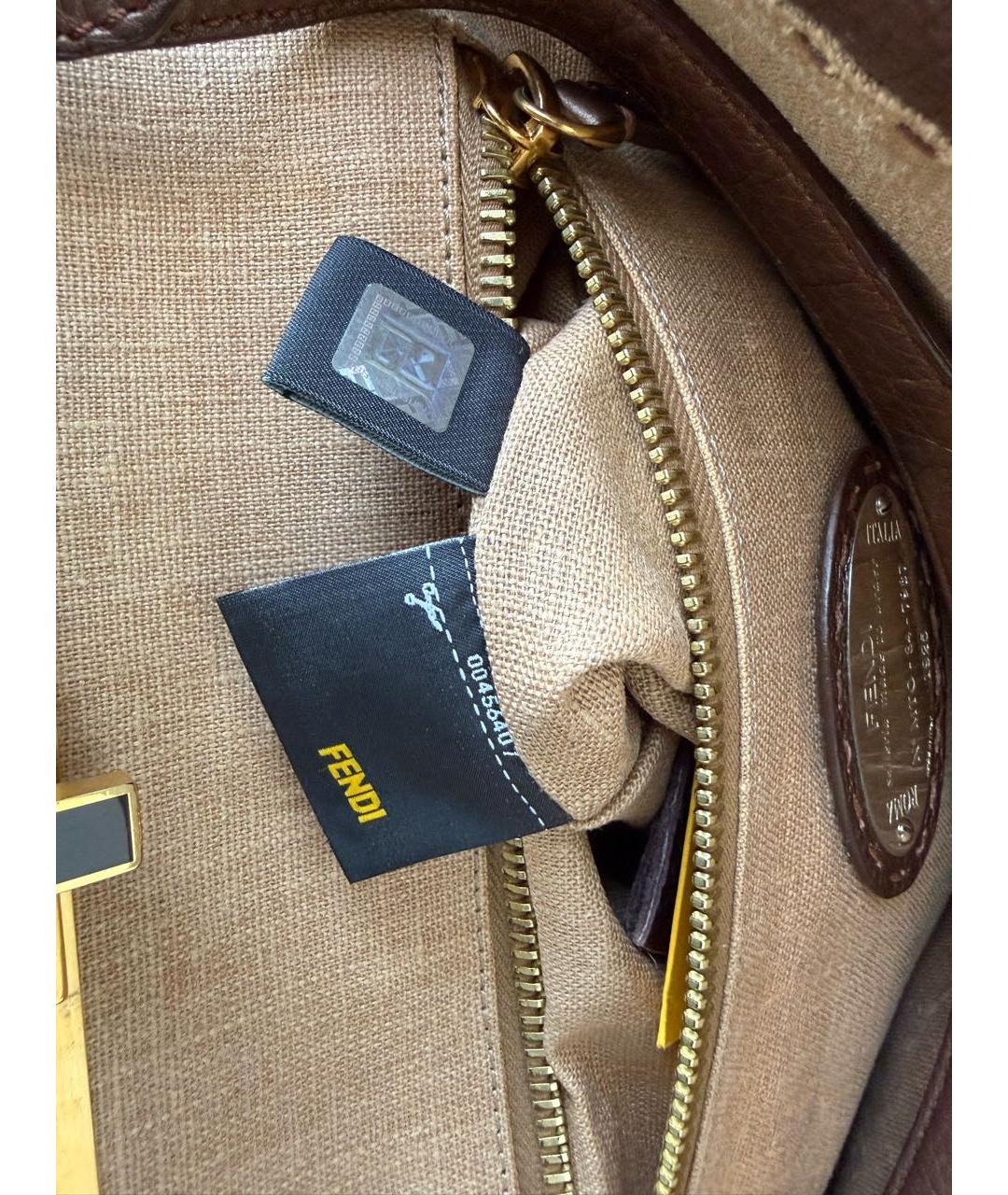 FENDI Золотая кожаная сумка через плечо, фото 4
