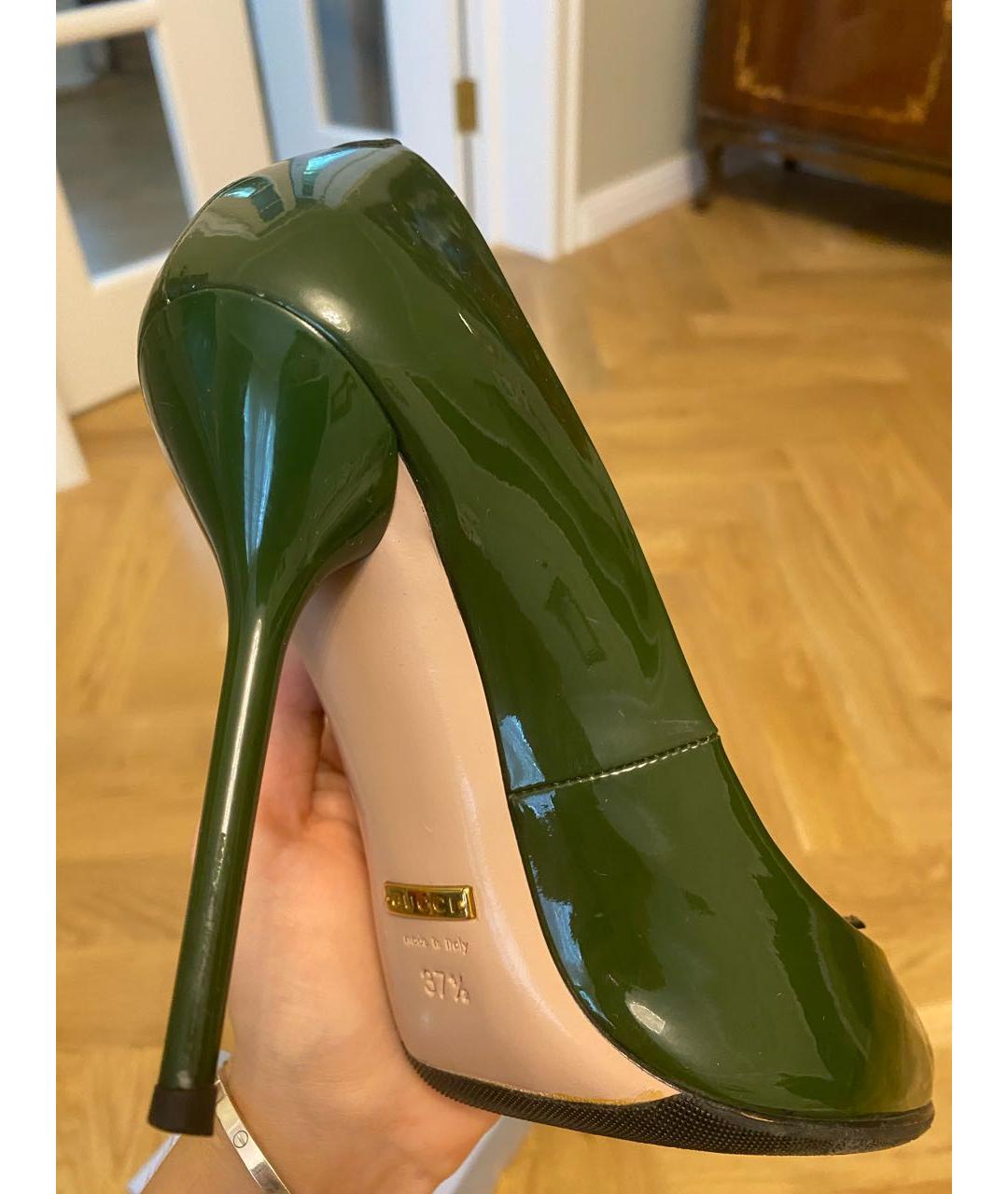GUCCI Зеленые туфли из лакированной кожи, фото 7