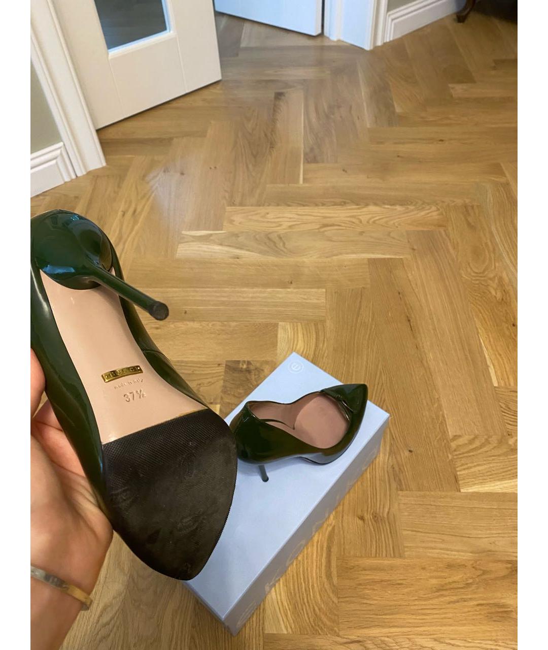 GUCCI Зеленые туфли из лакированной кожи, фото 8