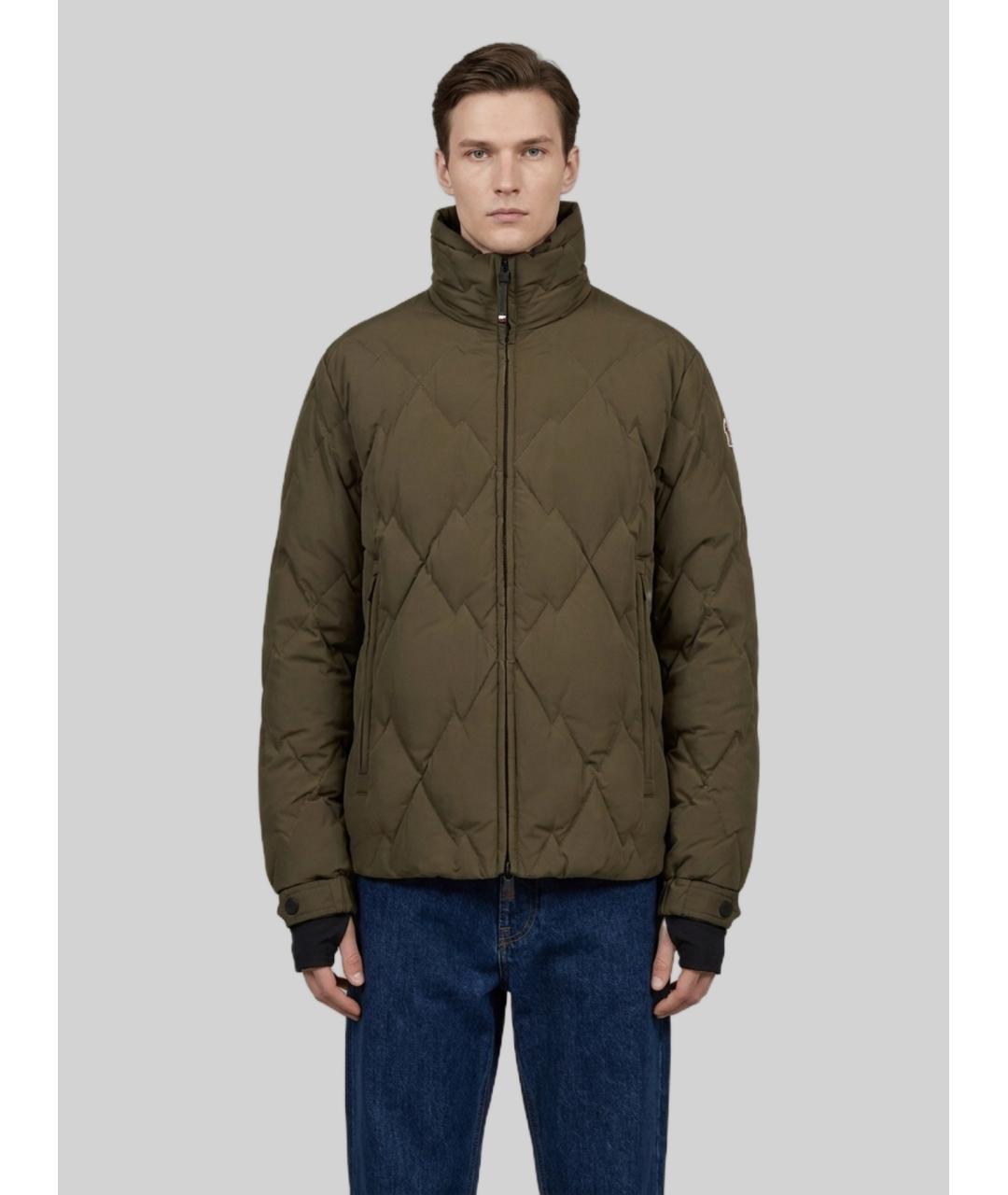 MONCLER GRENOBLE Зеленый полиэстеровый пуховик, фото 2